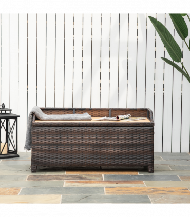 Rattan Garden Storage, 102Lx51Wx51H cm Brown / Cabinet Cushion Box Chest