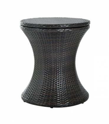 Rattan Ice Bucket Cooler Table Beer Patio Party Activity Bar W/Table-Brown