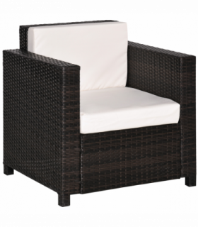 Rattan Single Sofa Chair Garden Wicker Weave Armchair Fire Resistant Brown