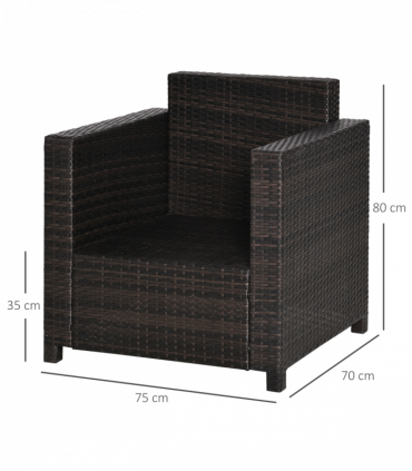 Rattan Single Sofa Chair Garden Wicker Weave Armchair Fire Resistant Brown