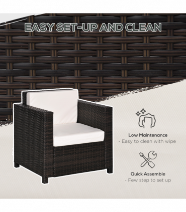 Rattan Single Sofa Chair Garden Wicker Weave Armchair Fire Resistant Brown