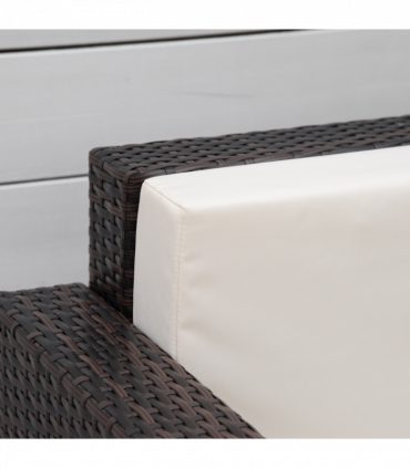 Rattan Single Sofa Chair Garden Wicker Weave Armchair Fire Resistant Brown