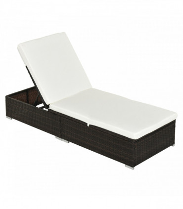 Rattan Sun Lounger Brown with Cushion �