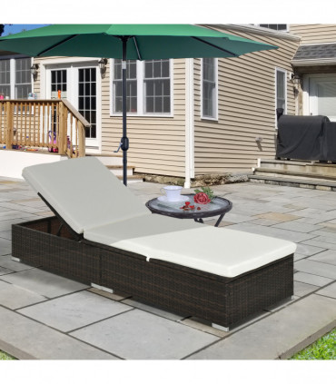 Rattan Sun Lounger Brown with Cushion �