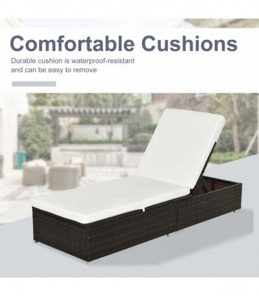 Rattan Sun Lounger Brown with Cushion �