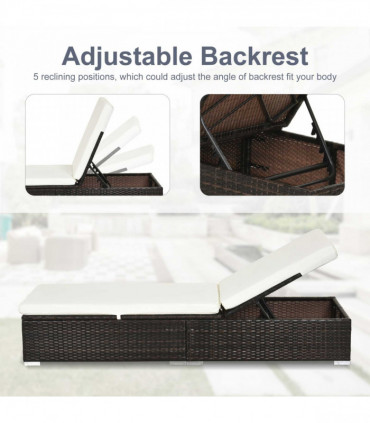 Rattan Sun Lounger Brown with Cushion �