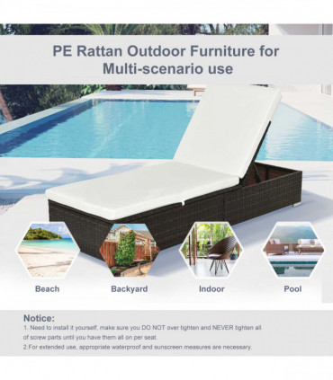Rattan Sun Lounger Brown with Cushion �
