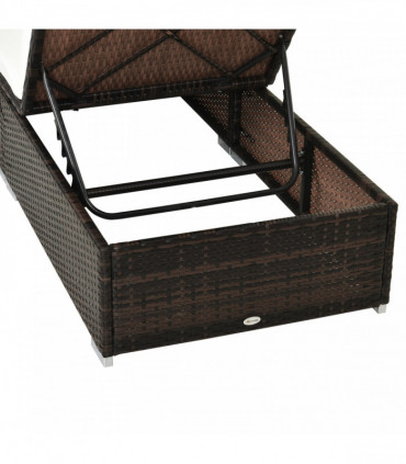 Rattan Sun Lounger Brown with Cushion �