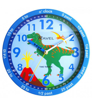 Ravel 25cm Time-Teacher Wall Clock - Blue Dinosaur R.KC.11