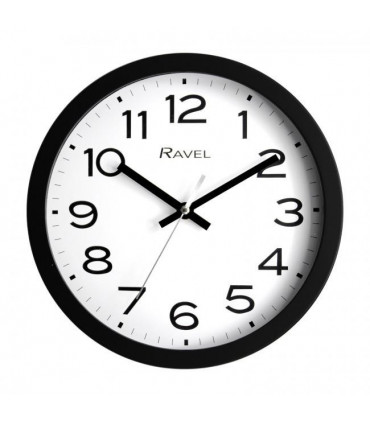 Ravel 25cm White Dial Black Wall Clock R.WC.25.3