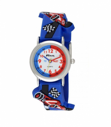 Ravel Children Boys 3D Cartoon Time Teacher Watch Racing Car R1513.31B