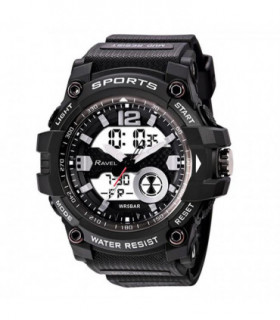 Ravel Adults Ana-Digi Dual time 5ATM Sports Black Digital Watch RDT.2A