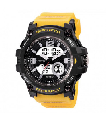 Ravel Adults Ana-Digi Dual time 5ATM Sports Yellow Digital Watch RDT.2F