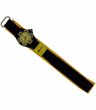 Ravel Boy's Black & Yellow Polka Dots Time Teacher Velcro Strap Watch R1507.25