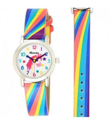 Ravel Childrens Unicorn Dial with Rainbows Strap Watch R1810.1