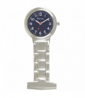 Ravel Easy-Read Nurse Blue Dial Silver Tone Fob Watch - R1101.16