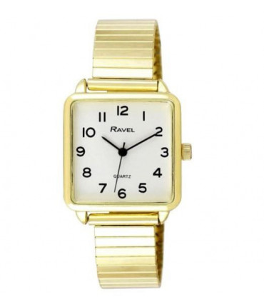 Ravel Women's Classic Rectangular Dial Gold Expander Bracelet Watch R0239.01.2
