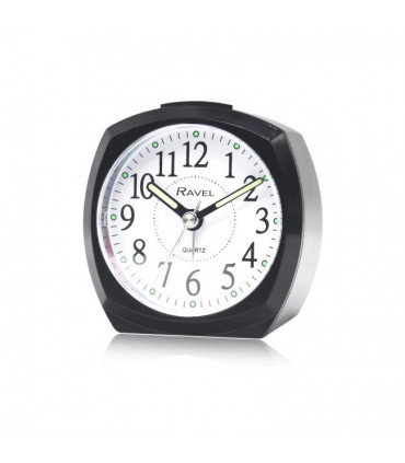Ravel Front Colour Pop Beep Quartz Alarm Clock Black RC047.3