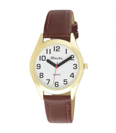 Ravel Mens Classic Strap Watch Brown/Gold Watch R0125.45.1