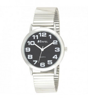 Ravel Mens Stainless Steel Soft Expandable Bracelet Strap Watch R0208.03.1