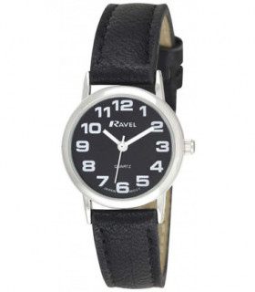 Ravel Ladies Basic Black Dial Black Leather Strap Watch R0105.07.2A