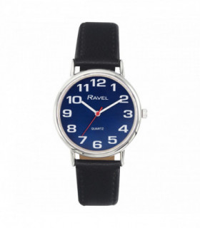 Ravel Ladies Classic Blue Dial Black Leather Strap Watch R0105.52.2