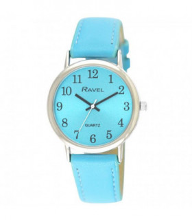 Ravel Ladies Classic Brights Leather Strap Watch Bright Blue