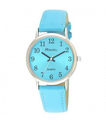 Ravel Ladies Classic Brights Leather Strap Watch Bright Blue