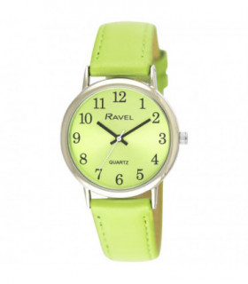 Ravel Ladies Classic Brights Leather Strap Watch Bright Lime Green