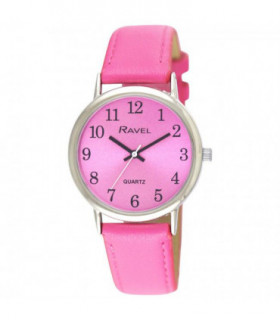 Ravel Ladies Classic Brights Leather Strap Watch Bright Pink