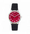Ravel Ladies Classic Red Dial Black Leather Strap Watch R0105.51.2
