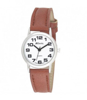 Ravel Ladies Basic White Dial Brown Leather Strap Watch R0105.32.2A
