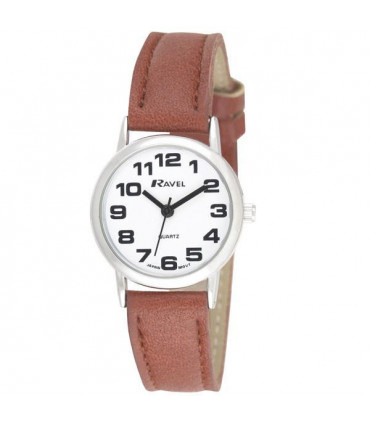 Ravel Ladies Basic White Dial Brown Leather Strap Watch R0105.32.2A