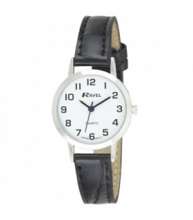 Ravel Ladies Classic Strap Black Silver Watch R0102.02.2A