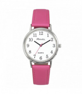 Ravel Ladies Classic White Dial Pink Leather Strap Watch R0140.15.2