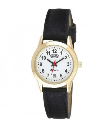 Ravel Womens Gilt Day/Date  Faux Leather Strap Watch R0706.19.2