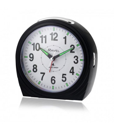 Ravel Large Art Deco Bedside / Mantel Quartz Alarm Clock - Gloss Black RC035.3