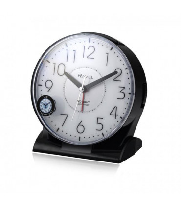 Ravel Large Contemporary Bedside / Mantel Quartz Alarm Clock - Black RC036.3