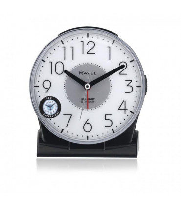 Ravel Large Contemporary Bedside / Mantel Quartz Alarm Clock - Black RC036.3