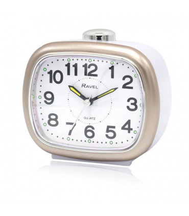 Ravel Large Sized Bedside Quartz Alarm Clock White/Gold RC045.14