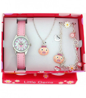 Ravel Little Gems Watch & Jewellery Set Little Piggy R2222 - CLEARANCE NEEDS RE-BATTERY