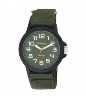 Ravel Men Sports Case Green Arabic Dial Green Velcro Strap Watch R1601.65.66