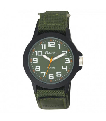 Ravel Men Sports Case Green Arabic Dial Green Velcro Strap Watch R1601.65.66