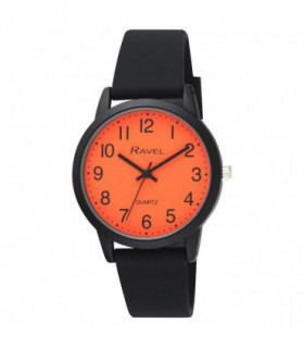 Ravel Mens Sports Orange Dial with Black Silicone Watch R1814.8