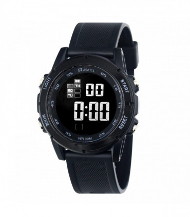 Ravel Mens 3ATM Digital Sports Black Watch RDG.14.21