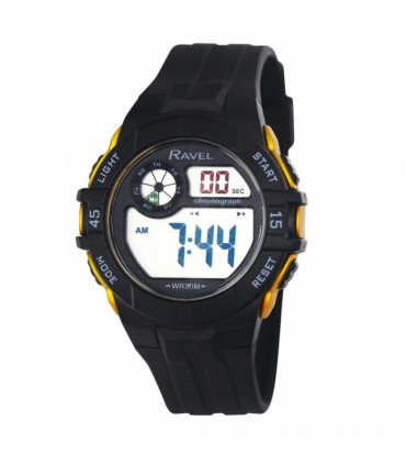 Ravel Mens 3ATM Digital Sports Black/Gold Watch RDG.14.20