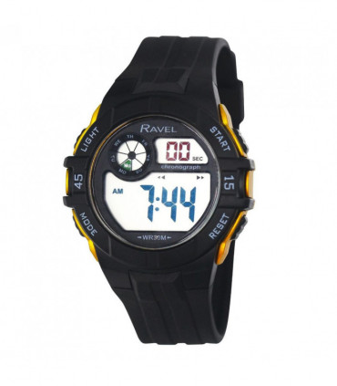 Ravel Mens 3ATM Digital Sports Black/Gold Watch RDG.14.20