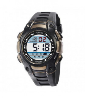 Ravel Mens 3ATM Digital Sports Black/Gold Watch RDG.14.9