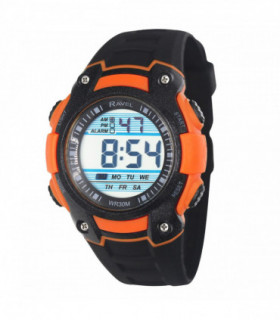 Ravel Mens 3ATM Digital Sports Black/Orange Watch RDG.14.16