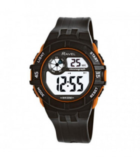 Ravel Mens 3ATM Digital Sports Black/Orange Watch RDG.14.2